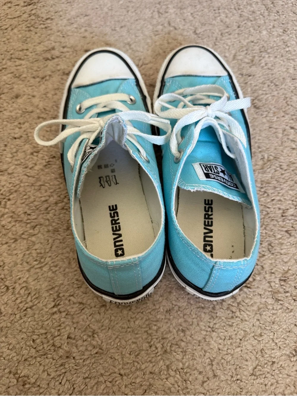 Converse Low Top Sneakers in Aqua Blue with White Accents - Picture 2 of 4